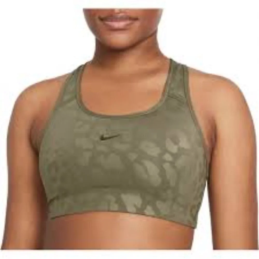 ✅ NIKE Pro Dri-FIT Swoosh Medium-Support‎ 1-Piece Pad Leopard Sports Bra SMALL